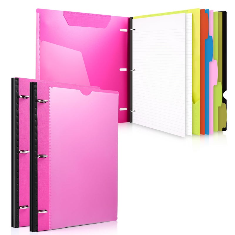 ووت آي WOT I 2-Pack Telescoping 3 Ring Binder Notebooks - غطاء قابل للتخصيص، 5 فواصل ومجلد جيب في منظم واحد رفيع (60 ورقة متضمنة)، وردي - Image 1